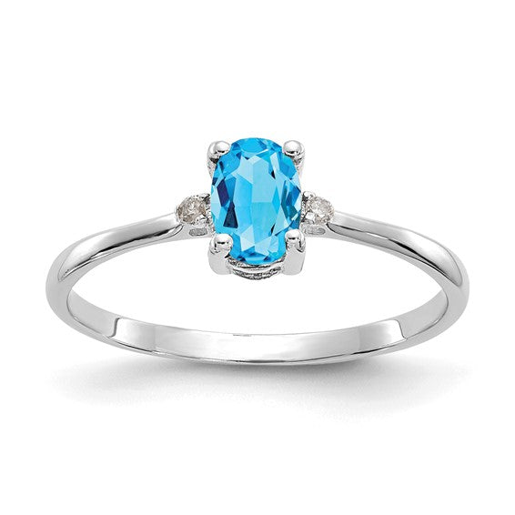 14k or 10k Gold Diamond & Oval Genuine Gemstone Birthstone Rings- Sparkle & Jade-SparkleAndJade.com 10XBR225
