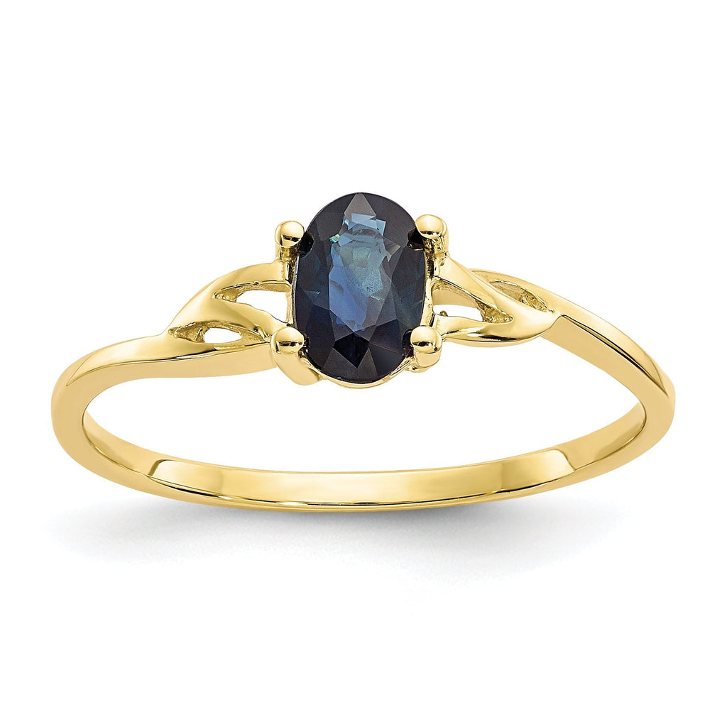 14k or 10k Yellow Gold Genuine Oval Blue Sapphire September Petite Birthstone Ring- Sparkle & Jade-SparkleAndJade.com 10XBR138