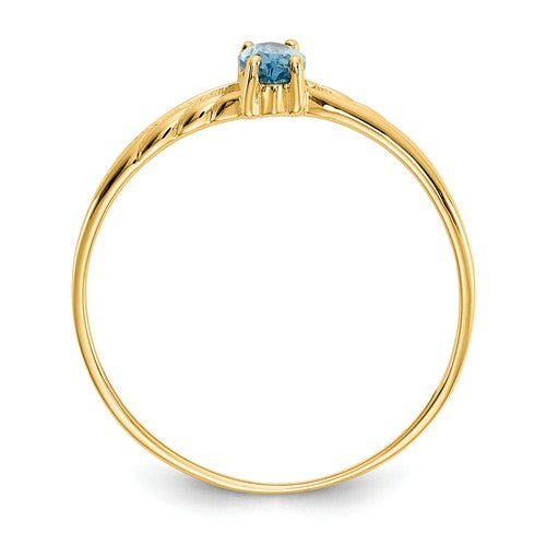 14k or 10k Yellow Gold Marquise Blue Topaz Petite Birthstone Ring- Sparkle & Jade-SparkleAndJade.com 
