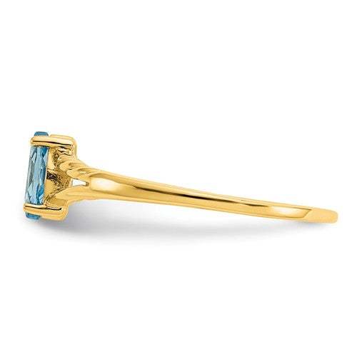 14k or 10k Yellow Gold Marquise Blue Topaz Petite Birthstone Ring- Sparkle & Jade-SparkleAndJade.com 
