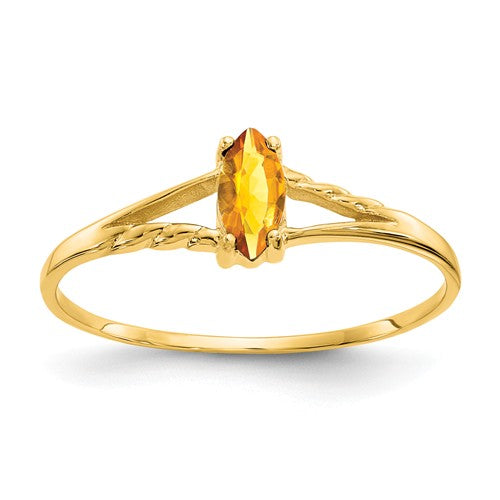 14k or 10k Yellow Gold Marquise Citrine Petite Birthstone Ring- Sparkle & Jade-SparkleAndJade.com 