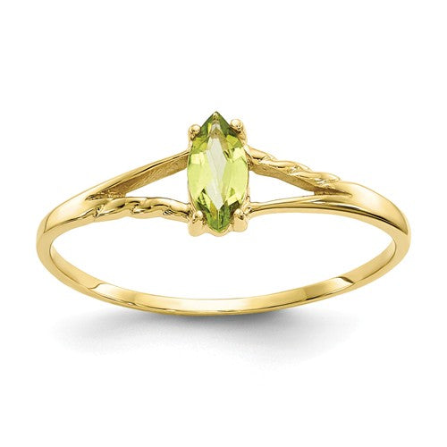 14k or 10k Yellow Gold Marquise Peridot Petite Birthstone Ring- Sparkle & Jade-SparkleAndJade.com 10XBR185