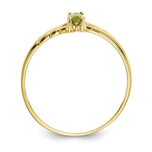 14k or 10k Yellow Gold Marquise Peridot Petite Birthstone Ring- Sparkle & Jade-SparkleAndJade.com 