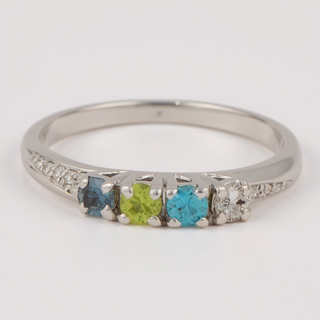 14k Gold Diamond Accented Mother's Family Birthstone Ring- Sparkle & Jade-SparkleAndJade.com 