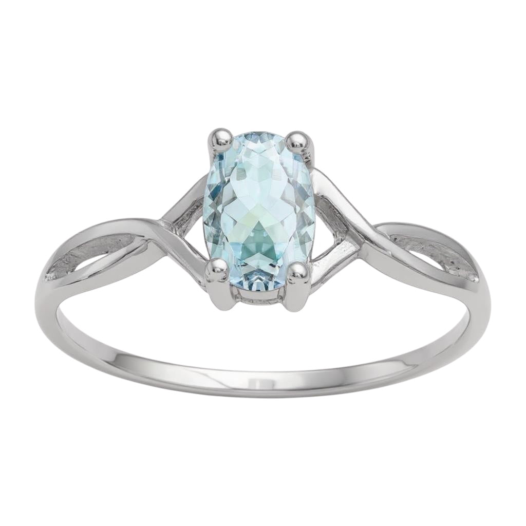 14k White Gold Genuine Oval Birthstone Rings- Sparkle & Jade-SparkleAndJade.com 
