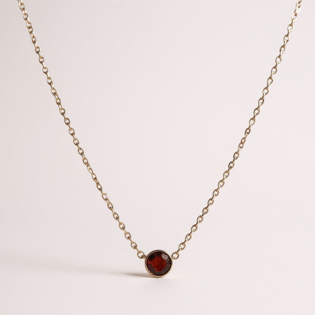 14K Gold & Gemstone Solitaire Necklace- Sparkle & Jade-SparkleAndJade.com 