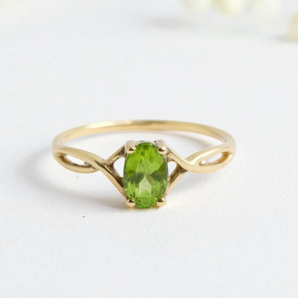 14k or 10k Yellow Gold Oval Petite Birthstone Ring- Sparkle & Jade-SparkleAndJade.com 