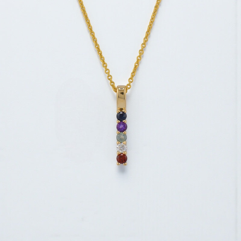 Petite Vertical Bar Mother's Family Birthstone Pendant or Necklace- Sparkle & Jade-SparkleAndJade.com 