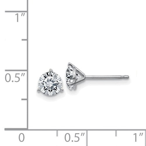 14kw 1.00ct. 5.0mm Round Moissanite 3-Prong Martini Post Earrings- Sparkle & Jade-SparkleAndJade.com WG322-6MT
