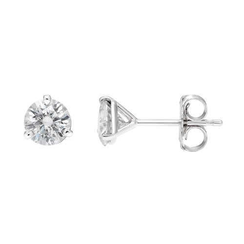 2ct. 3-Prong Martini Diamond Stud Earrings 14kt White Gold G-H