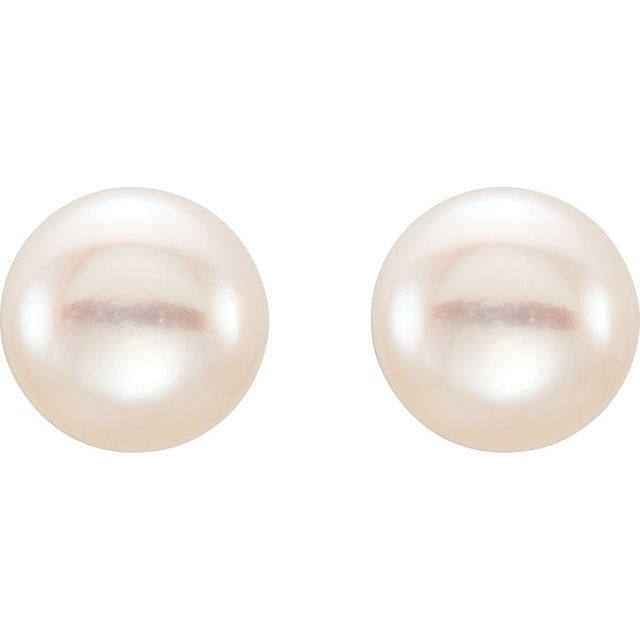 14K Yellow Gold 5-6 mm Cultured White Freshwater Pearl Earrings- Sparkle & Jade-SparkleAndJade.com 651659:100:P
