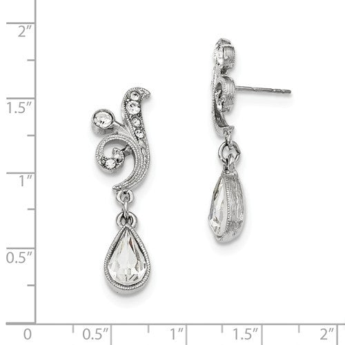 1928 Silver-Tone Swarovski Elements Teardrop Post Dangle Earrings- Sparkle & Jade-SparkleAndJade.com BF355