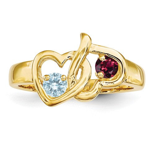 2 Stone Birthstone Heart Mother's or Couples Ring- Sparkle & Jade-SparkleAndJade.com XMR92/2GY