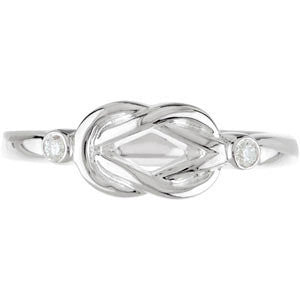 2-Stone Diamond Custom Love Knot Ring - Sterling Silver or Solid Gold- Sparkle & Jade-SparkleAndJade.com 