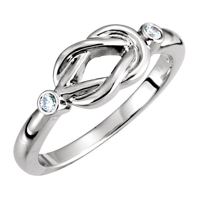 2-Stone Diamond Custom Love Knot Ring - Sterling Silver or Solid Gold- Sparkle & Jade-SparkleAndJade.com 67741:121611:P