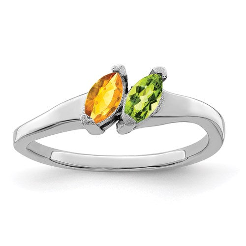 2 Stone Marquise Couple or Mother's Birthstone Ring- Sparkle & Jade-SparkleAndJade.com XMR62/2SS