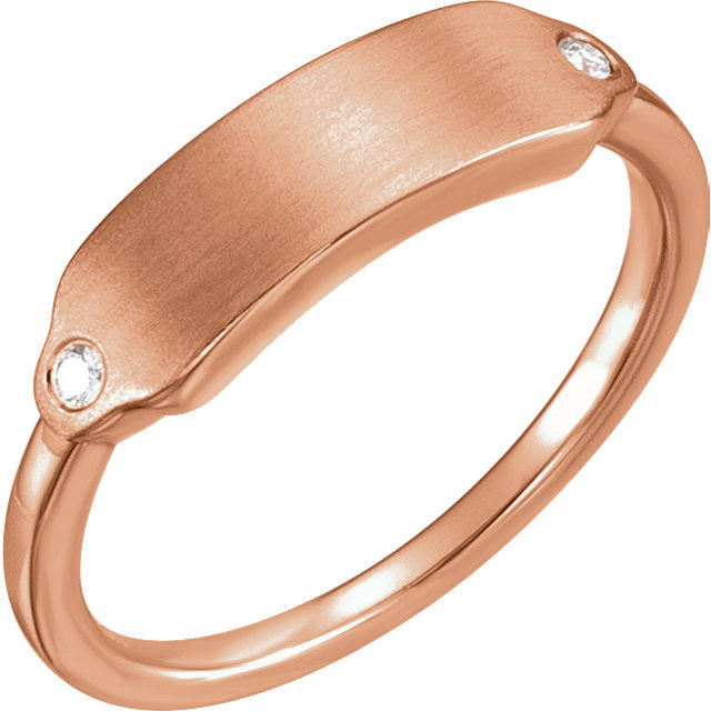 2 Stone .03 CTW Diamond Signet Ring in 14k Gold or Sterling Silver- Sparkle & Jade-SparkleAndJade.com 