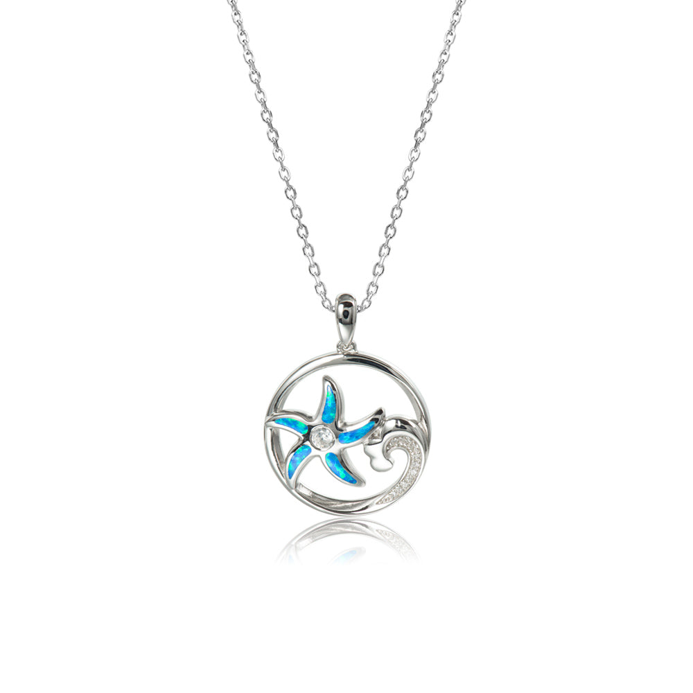 Opal Starfish Wave Circle Pendant by Alamea- Sparkle & Jade-SparkleAndJade.com 