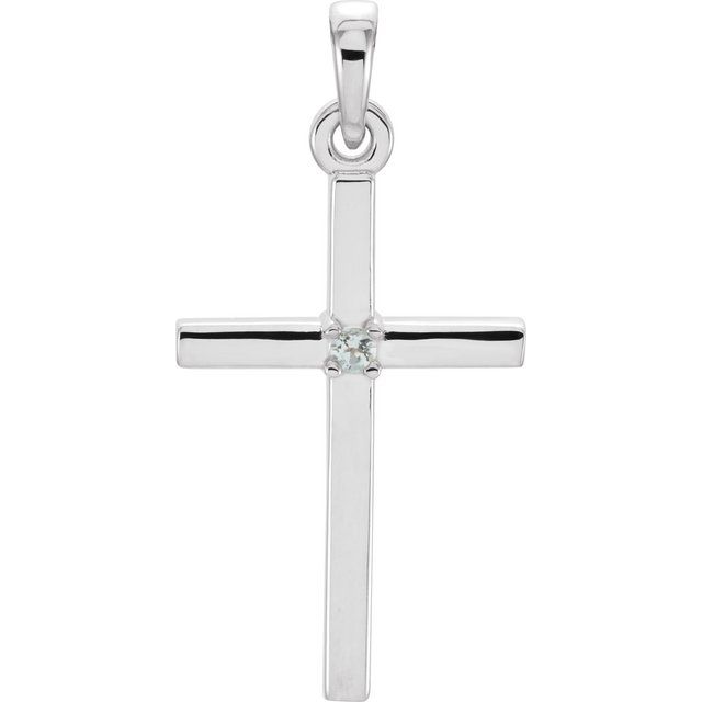 14k Gold 1.5mm Birthstone 22.6 x 11.4 mm Cross Pendant- Sparkle & Jade-SparkleAndJade.com 