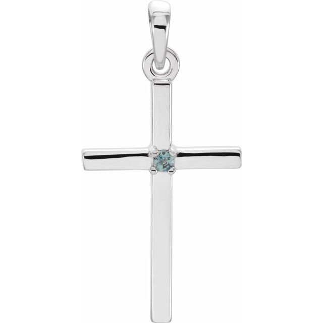 14k Gold 1.5mm Birthstone 22.6 x 11.4 mm Cross Pendant- Sparkle & Jade-SparkleAndJade.com R42326