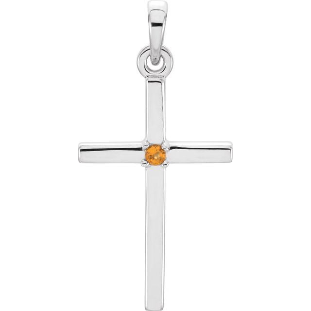 14k Gold 1.5mm Birthstone 22.6 x 11.4 mm Cross Pendant- Sparkle & Jade-SparkleAndJade.com 