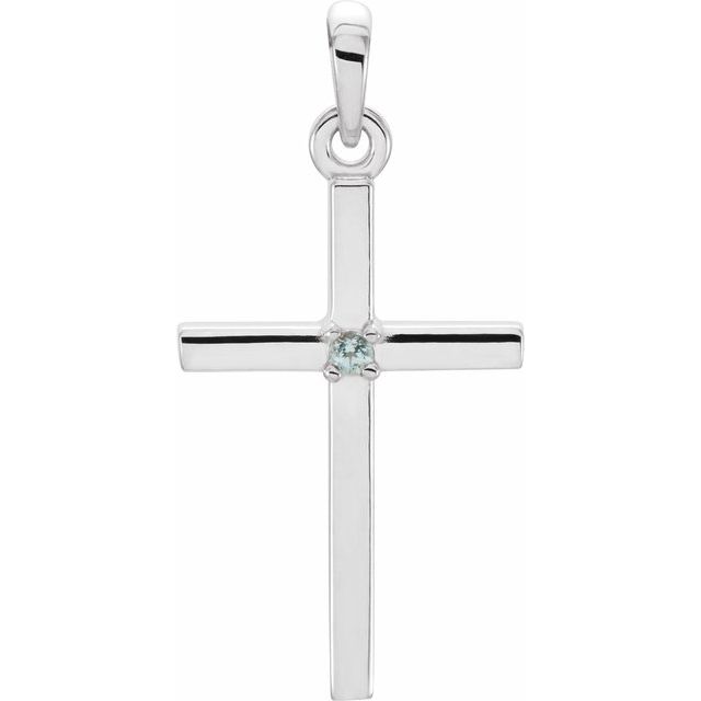 14k Gold 1.5mm Birthstone 22.6 x 11.4 mm Cross Pendant- Sparkle & Jade-SparkleAndJade.com 