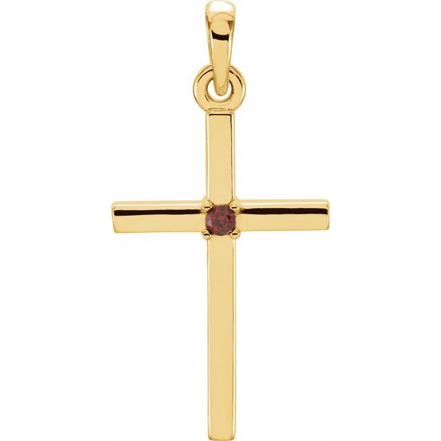 14k Gold 1.5mm Birthstone 22.6 x 11.4 mm Cross Pendant- Sparkle & Jade-SparkleAndJade.com 