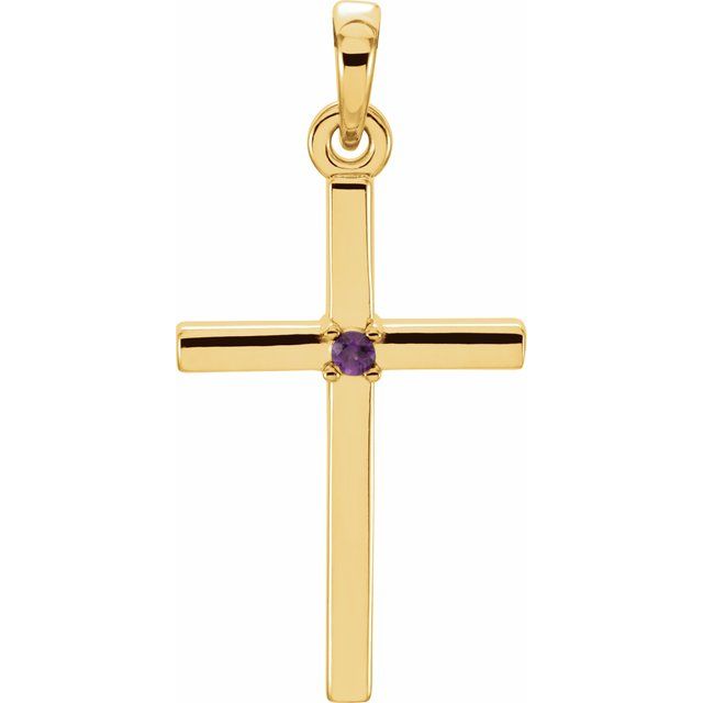 14k Gold 1.5mm Birthstone 22.6 x 11.4 mm Cross Pendant- Sparkle & Jade-SparkleAndJade.com 