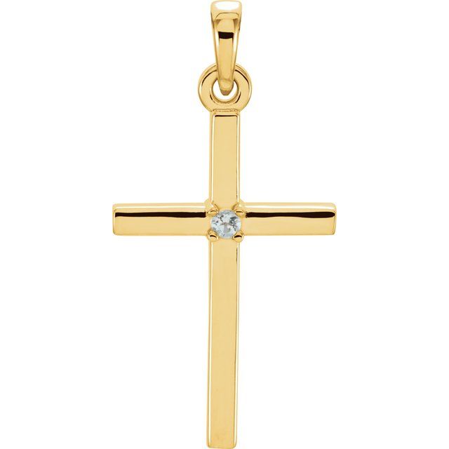 14k Gold 1.5mm Birthstone 22.6 x 11.4 mm Cross Pendant- Sparkle & Jade-SparkleAndJade.com 