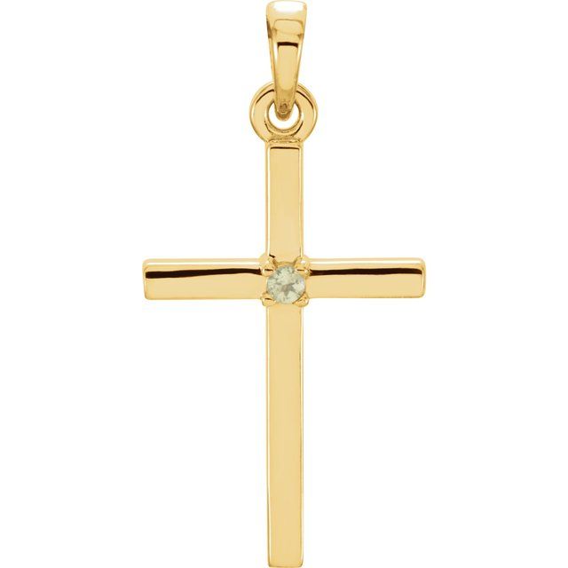 14k Gold 1.5mm Birthstone 22.6 x 11.4 mm Cross Pendant- Sparkle & Jade-SparkleAndJade.com 