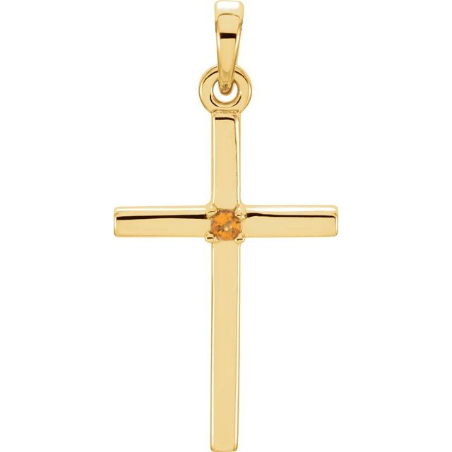 14k Gold 1.5mm Birthstone 22.6 x 11.4 mm Cross Pendant- Sparkle & Jade-SparkleAndJade.com 