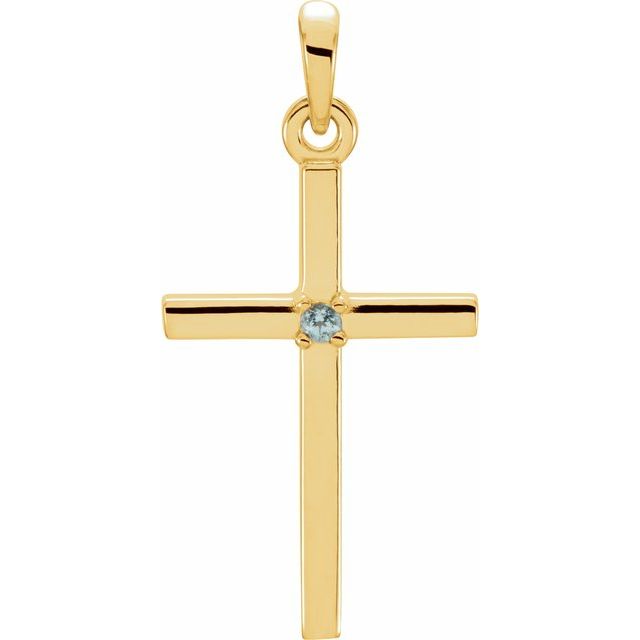 14k Gold 1.5mm Birthstone 22.6 x 11.4 mm Cross Pendant- Sparkle & Jade-SparkleAndJade.com 