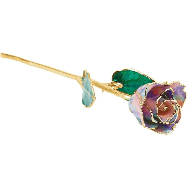 October Opal Colored Lacquered Birthstone Rose with Gold Trim- Sparkle & Jade-SparkleAndJade.com 
