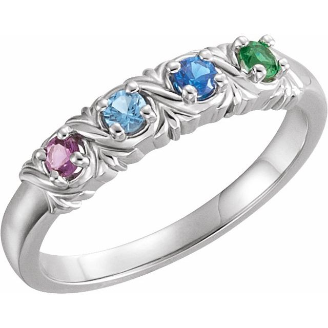Round Mother's Family Birthstone Ring- Sparkle & Jade-SparkleAndJade.com 