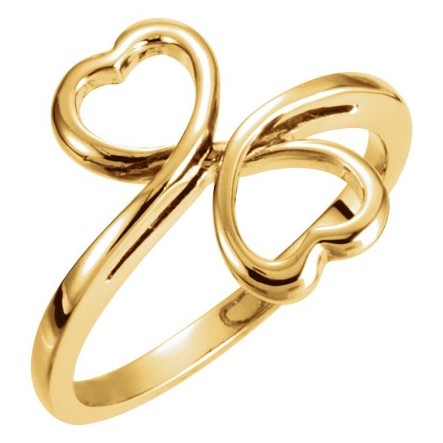 14K Yellow Gold 14 mm Double Heart Ring- Sparkle & Jade-SparkleAndJade.com 5235:11024:P