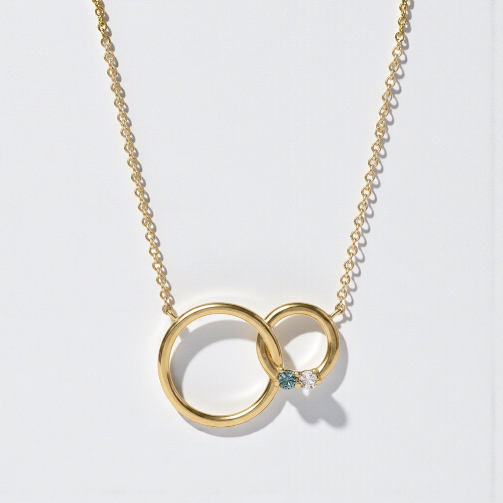 Mother's Family Birthstone Interlocking Double Circle Necklace- Sparkle & Jade-SparkleAndJade.com 
