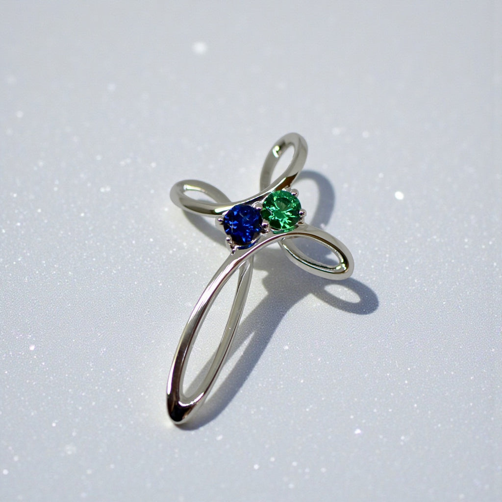 Cross Family Birthstone Pendant or Necklace- Sparkle & Jade-SparkleAndJade.com 