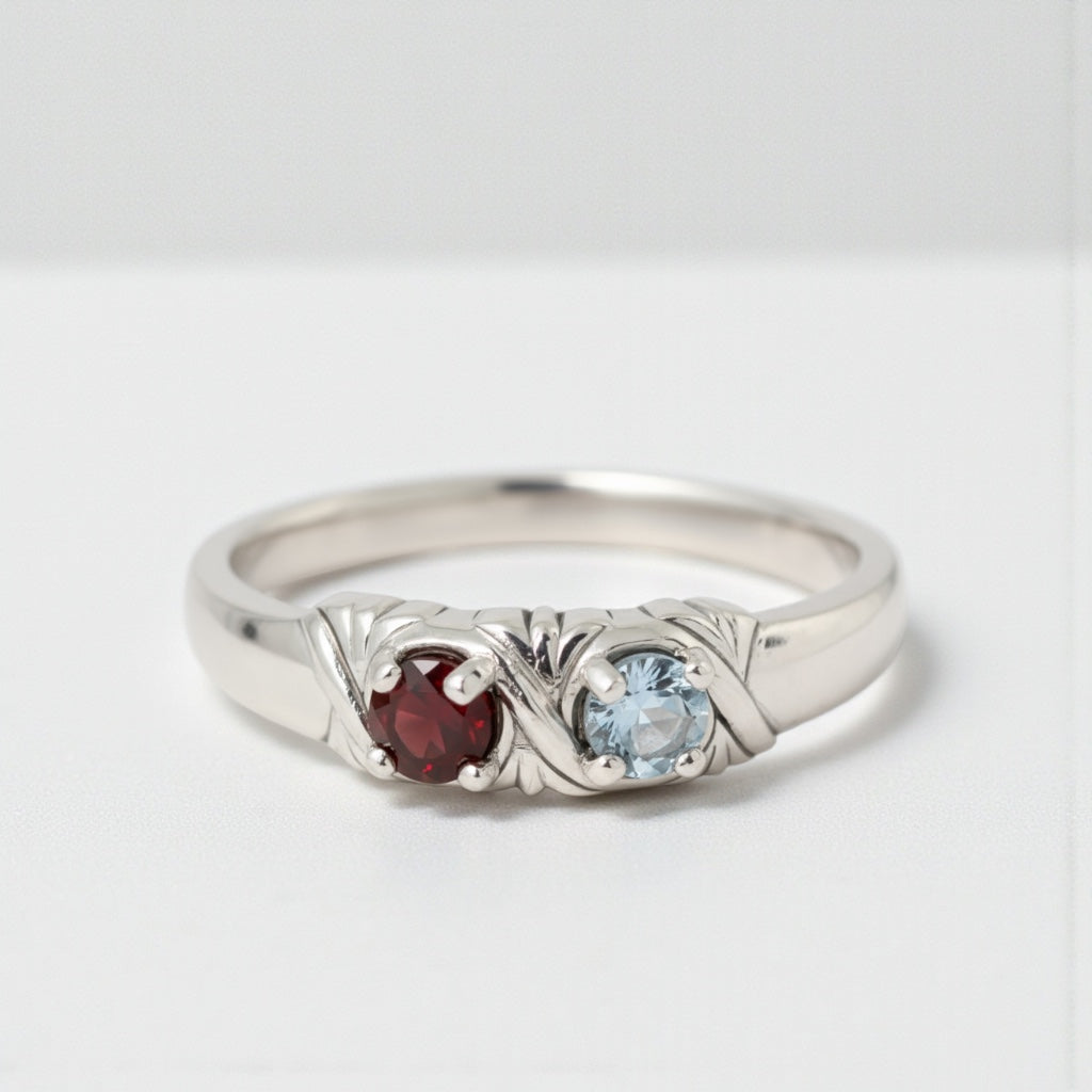 Round Mother's Family Birthstone Ring- Sparkle & Jade-SparkleAndJade.com 