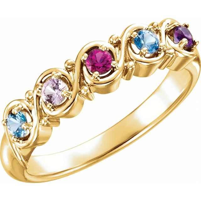 Swirl Accented Mother's Family Birthstone Ring- Sparkle & Jade-SparkleAndJade.com 71784