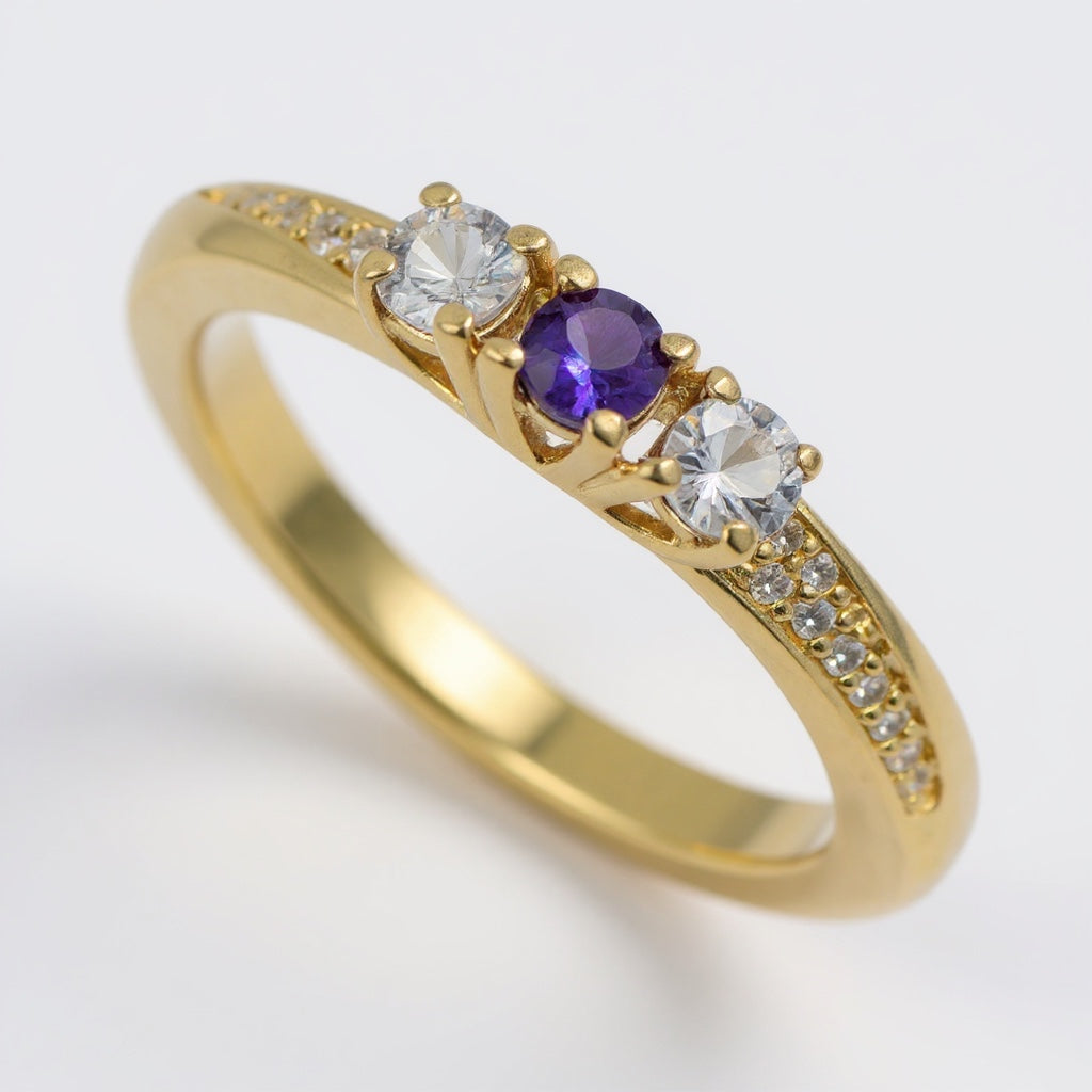 14k Gold Diamond Accented Mother's Family Birthstone Ring- Sparkle & Jade-SparkleAndJade.com 