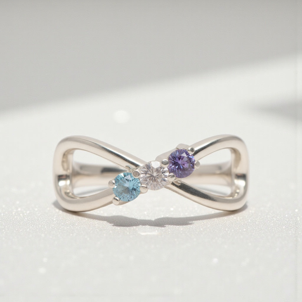 Classic Infinity Mother's Family Birthstone Ring- Sparkle & Jade-SparkleAndJade.com 