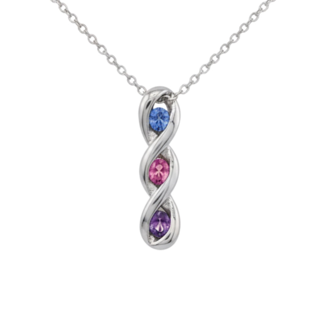 Personalized 3-Stone Birthstone Vertical Family Mother's Necklace