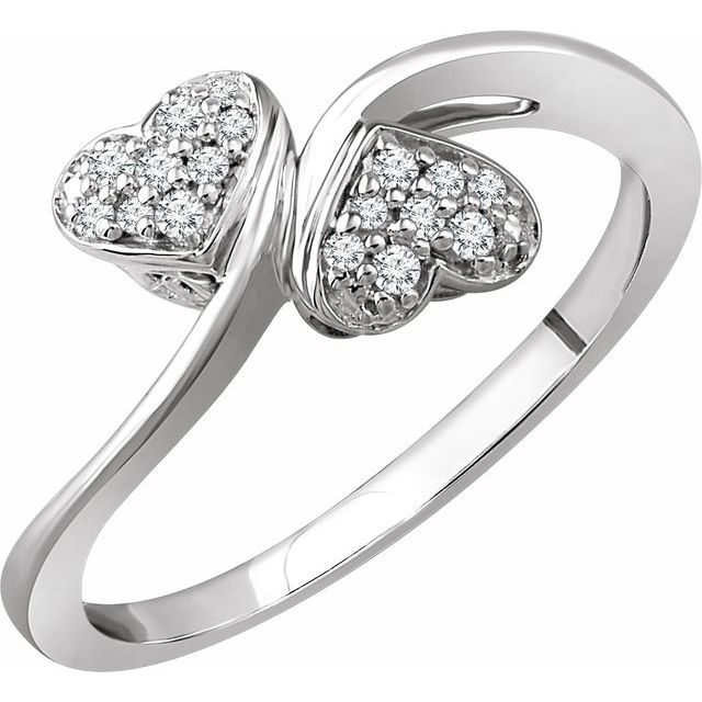 10K White Gold 1/10 CTW Natural Diamond Two Heart Promise Ring- Sparkle & Jade-SparkleAndJade.com 652981:60001:P