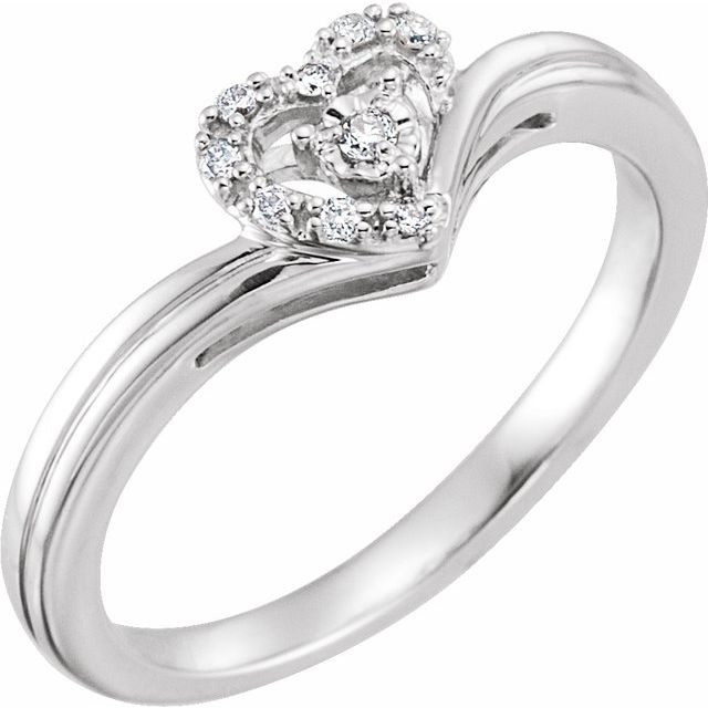 10K White Gold .06 CTW Natural Diamond Heart Promise Ring- Sparkle & Jade-SparkleAndJade.com 652988:60001:P