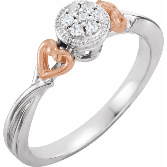 10K White Gold and Rose Gold Heart 1/10 CTW Natural Diamond Promise Ring- Sparkle & Jade-SparkleAndJade.com 652983:60001:P