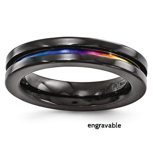 4mm Edward Mirell Black Titanium Rainbow Anodized Band- Sparkle & Jade-SparkleAndJade.com 