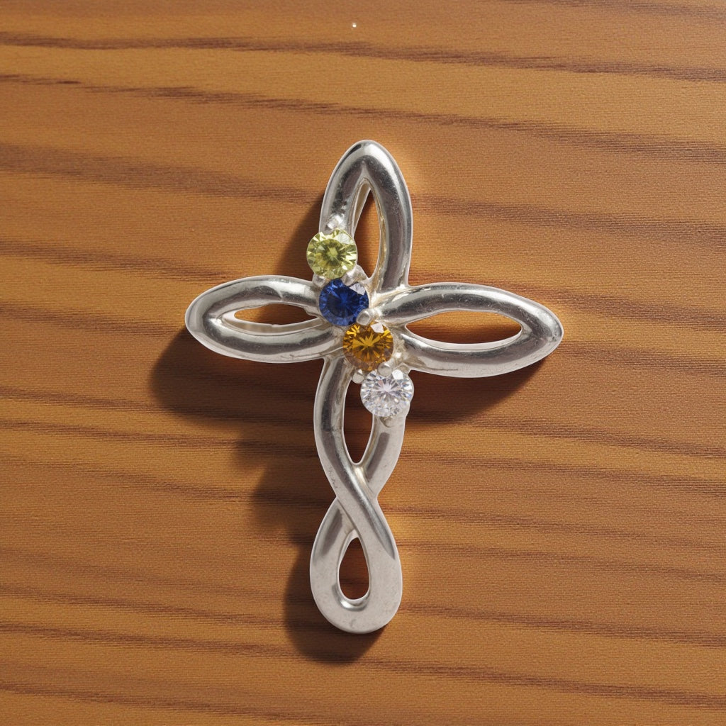 Cross Family Birthstone Pendant or Necklace- Sparkle & Jade-SparkleAndJade.com 