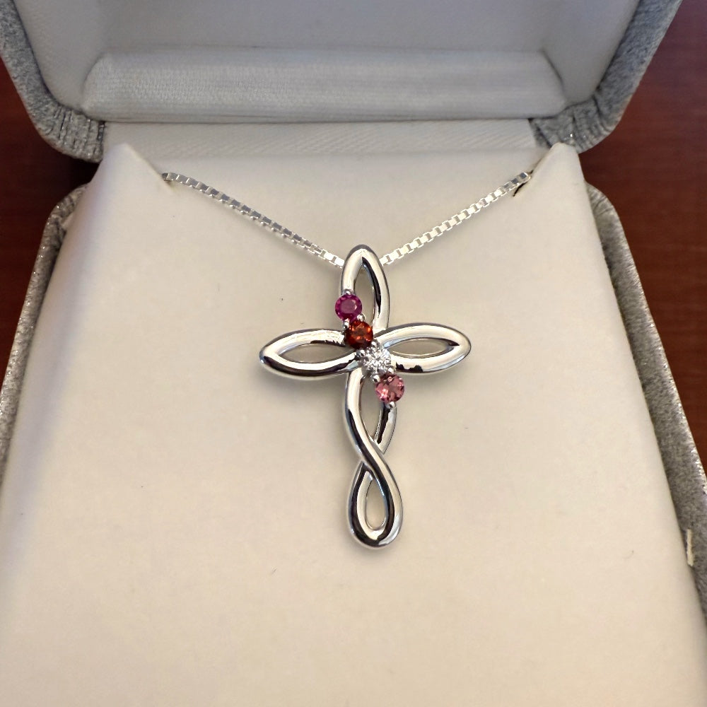 Cross Family Birthstone Pendant or Necklace- Sparkle & Jade-SparkleAndJade.com 