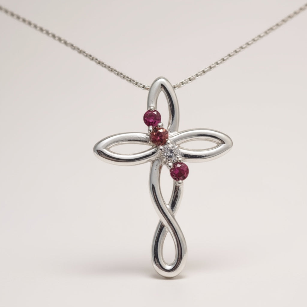 Cross Family Birthstone Pendant or Necklace- Sparkle & Jade-SparkleAndJade.com 