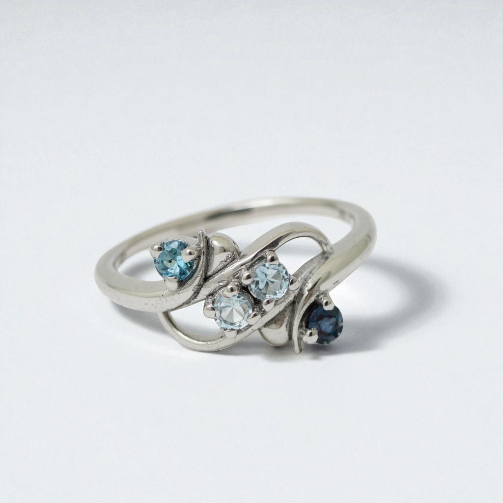 Vertical Mother's Family Birthstone Ring- Sparkle & Jade-SparkleAndJade.com 